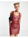 Rebellious Fashion - Vestito corto in pelle sintetica viola arricciato-Rosso