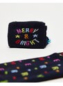 Threadbare - Confezione da 2 paia di calzini neri con scritta “Merry and Bright”-Nero