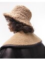 Topshop - Cappello da pescatore in pile borg color biscotto-Neutro