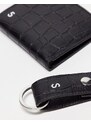 ASOS DESIGN - Set in pelle con portachiavi e portafoglio con iniziale "S"-Nero