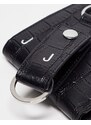 ASOS DESIGN - Set in pelle con portachiavi e portafoglio con iniziale "J"-Nero