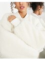 ASOS EDITION - Giacca bomber oversize in pile borg color crema-Bianco