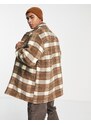 ASOS DESIGN - Camicia giacca in misto lana marrone a quadri