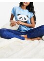 Loungeable - Bamboozled Panda - Pigiama blu navy con leggings