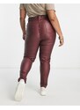 Yours - Jeans skinny spalmati bordeaux-Rosso