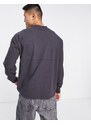 Abercrombie & Fitch - Top a maniche lunghe oversize cut and sew grigio scuro con logo piccolo