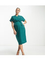 Closet London Maternity - Vestito longuette a coste verde smeraldo