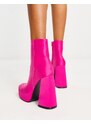 New Look - Stivali in raso rosa con tacco e plateau-Nero