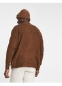 Selected Homme - Cardigan oversize in misto lana marrone-Brown