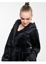 Ann Summers - Vestaglia soffice nera scintillante con logo-Nero