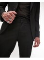 Topman - Pantaloni da abito slim elasticizzati testurizzati neri-Black