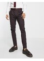 Noak - Pantaloni da abito premium skinny color prugna in misto lana-Viola