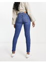 Bershka - Jeans skinny a vita alta alla caviglia blu medio