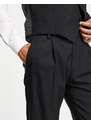 Noak - Pantaloni da abito premium slim nero in misto lana