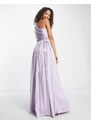 Anaya Bridesmaid - Vestito monospalla in raso lilla con spacco sulla coscia-Viola