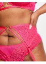 ASOS Curve ASOS DESIGN Curve - Hallie - Reggicalze in pizzo rosa con dettagli in metallo a cuore