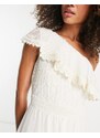 Y.A.S - Vestito da sposa lungo monospalla vintage in pizzo color crema-Bianco