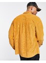 ASOS DESIGN - Camicia oversize anni '90 in velluto a coste color senape misto cotone-Giallo