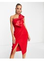 Lavish Alice - Vestito midi a fascia rosso con fiocco avvolgente