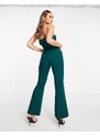 Lavish Alice - Tuta jumpsuit verde smeraldo a fascia con fiocco