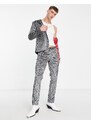 Twisted Tailor - Amoros - Pantaloni da abito skinny neri e bianchi con stampa distorta a quadri-Multicolore