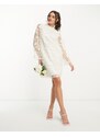 Y.A.S Bridal - Vestito corto da sposa bianco a fiori 3D