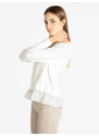 Louise Orop Pullover Donna Con Balza In Tessuto Bianco Taglia S/m