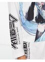 ASOS DESIGN - Hatsune Miku - Pigiama bianco con T-shirt a maniche lunghe e pantaloncini