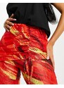 Annorlunda - Pantaloni con stampa effetto lava multicolore con gonna sovrapposta con laccio-Arancione