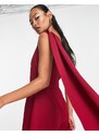 Vesper - Tuta jumpsuit color lampone monospalla drappeggiato-Rosa