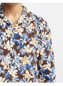 Devils Advocate - Camicia a maniche lunghe blu a fiori con rever