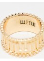 WFTW - Anello a fascia color oro con perline e dettagli in rilievo