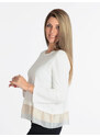 Louise Orop Pullover Donna Con Balza In Tessuto Bicolor Bianco Taglia S/m