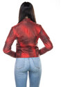 Leather Trend Chiodo Roma - Chiodo Donna Rosso effetto Tamponato in vera pelle