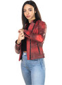 Leather Trend Chiodo Roma - Chiodo Donna Rosso effetto Tamponato in vera pelle