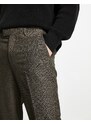 Original Penguin - Pantaloni slim corti eleganti marroni a quadri-Brown