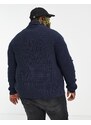 Le Breve Plus - Cardigan in maglia a coste blu navy