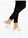Keys Sneakers Stringata Da Donna Con Glitter Basse Bianco Taglia 36