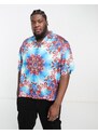 ASOS DESIGN - Camicia squadrata oversize in raso con stampa floreale effetto caleidoscopio-Multicolore