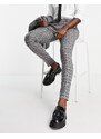 ASOS DESIGN - Pantaloni da abito super skinny in misto lana grigio e bianco a quadri