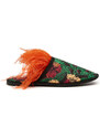 La DoubleJ Shoes gend - Boudoir Slipper Night Garden XS 40% Polyurethane 30% Polyester 20% Ostrich Feathers 5% Cotton 5% Acetate