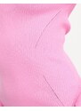Stradivarius - Vestito midi rosa confetto con scollo rotondo in jersey premium a coste