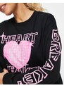 ASOS DESIGN - Disco Heartbreaker - T-shirt da notte nera a maniche lunghe-Nero