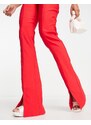 Vesper - Pantaloni rossi con spacco sul davanti in coordinato-Rosso