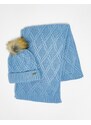 Elle - Set regalo con berretto e sciarpa blu lavorati a maglia