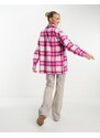 Noisy May - Camicia giacca taglio lungo rosa a quadri in coordinato