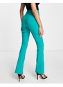 Vesper - Pantaloni a zampa con vita scesa color turchese-Verde