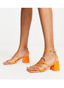 Esclusiva Public Desire - Dayla - Sandali con tacco medio color albicocca verniciato-Arancione