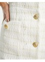 Miss Selfridge - Vestito da sposa bouclé scamiciato bianco con perle