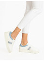 Geox D Skyely A Sneakers In Pelle Donna Con Platform Zeppa Blu Taglia 41